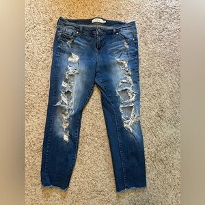 Torrid Distressed Ankle Jeans in Blue